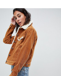 Asos Tall Asos Design Tall Cord Jacket With Borg Collar In Rust