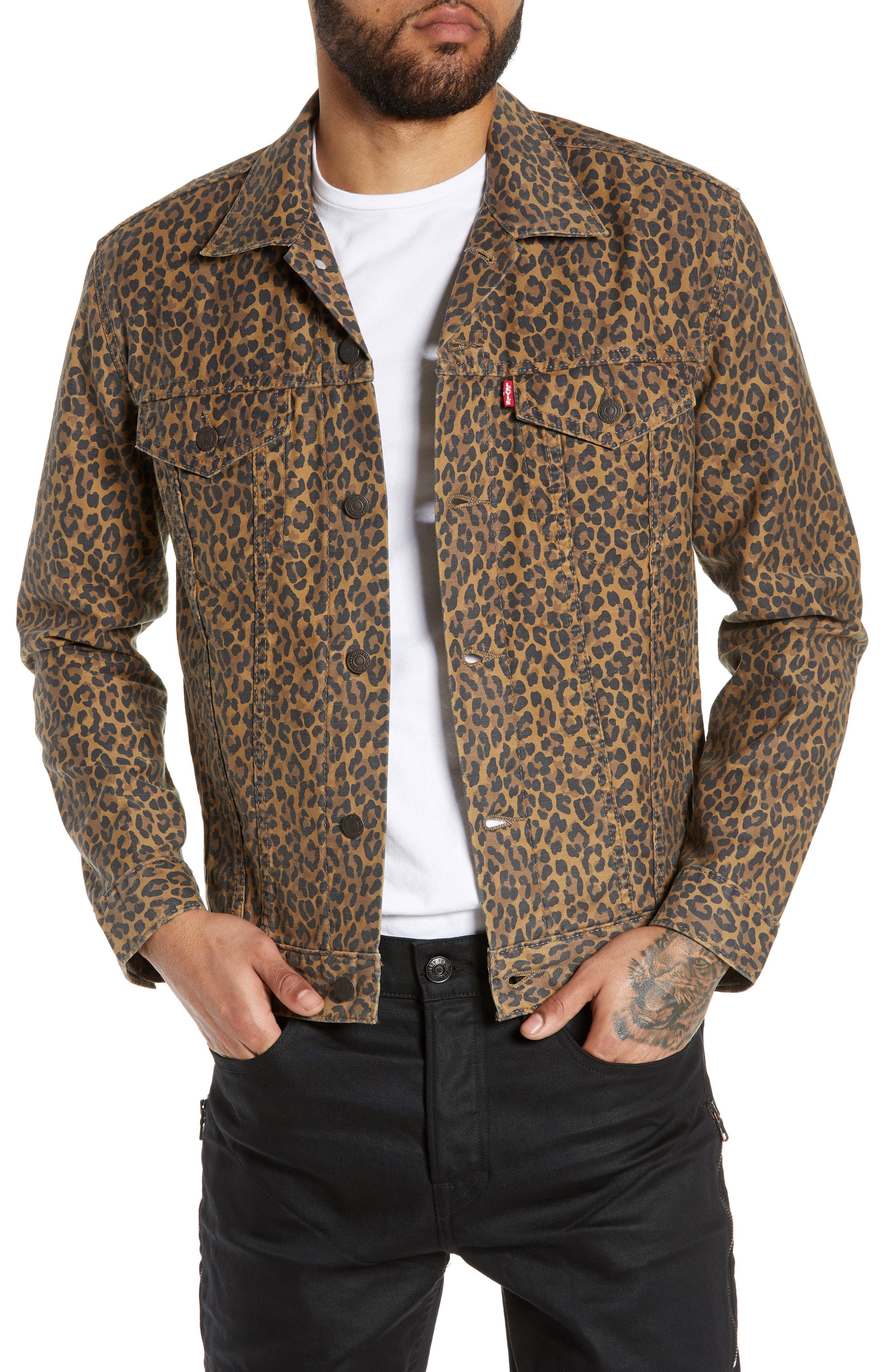 Details about   Levi’s Leopard/Cheetah Animal Print Denim Drivers Jacket