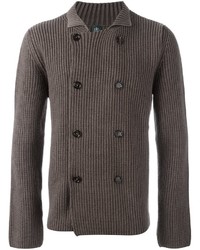 Brown Double Breasted Cardigan