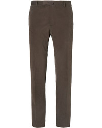 Boglioli Brown Slim Fit Brushed Stretch Cotton Twill Suit Trousers