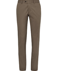 Caruso Brown Slim Fit Stretch Cotton Suit Trousers