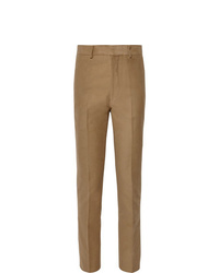 The Row Camel Mick Slim Fit Cotton And Cashmere Blend Moleskin Trousers