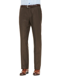 Isaia Cotton Twill Trousers Brown