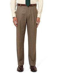 Brooks Brothers Madison Fit Pleat Front Mini Houndstooth Flannel Trousers