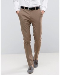 Asos Skinny Suit Pants In Latte Brown