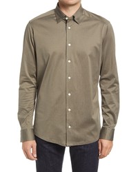 Eton Contemporary Fit Cotton Jersey Shirt In Dark Taupe At Nordstrom