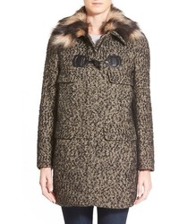 Trina Turk Annabelle Faux Fur Collar Tweed Coat