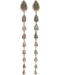 Jacquie Aiche 14 Karat Gold Diamond And Labradorite Earrings