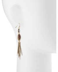 Lydell NYC Crystal Stick Fringe Drop Earrings Brown