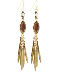 Lydell NYC Crystal Stick Fringe Drop Earrings Brown