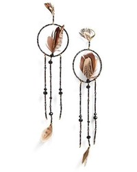 Shashi Feather Shoulder Duster Earrings