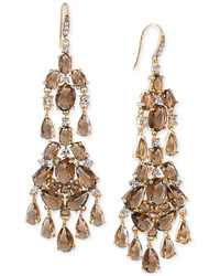 Carolee Gold Tone Brown Crystal Chandelier Earrings