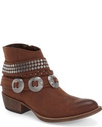 Brown Embellished Ankle Boots