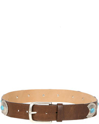 Streets Ahead Turquoise And Conches Belt In Chocolate Brown