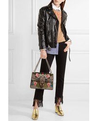 Gucci Dionysus Medium Appliqud Embellished Leather Shoulder Bag Brown