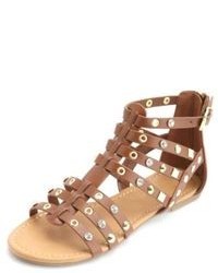 Charlotte Russe Rhinestone Studded Flat Gladiator Sandals