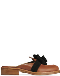 Brown Embellished Leather Loafers