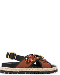Marni Embellished Neoprene Sandals Tan
