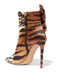 Alexandre Vauthier Yasmine Embellished Tiger Print Satin Ankle Boots
