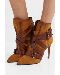 Balmain Jakie Suede And Leather Ankle Boots