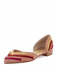 Stuart Weitzman Sugardots Embellished Suede Dorsay Flat Naked