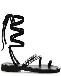 Giuseppe Zanotti Crystal Embellished Suede Lace Up Sandals