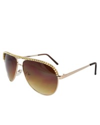 Apopo Int'l Rhinestone Embellished Pilot Fashion Aviator Sunglasses