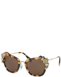 Miu Miu Monochromatic Embellished Square Sunglasses