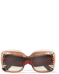 Gucci Square Frame Crystal Embellished Acetate Sunglasses Tortoiseshell