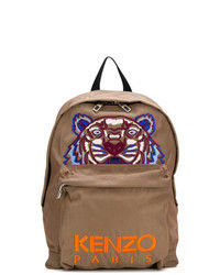 Brown Embroidered Backpack