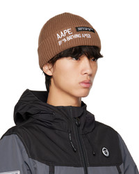 AAPE BY A BATHING APE Brown Embroidered Beanie