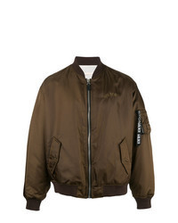 Brown Embroidered Bomber Jacket