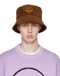 Brown Embroidered Corduroy Bucket Hat