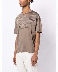 Emporio Armani Embroidered Logo Lyocell Blend T Shirt