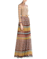 Valentino Embroidered Floor Length Gown With Belt
