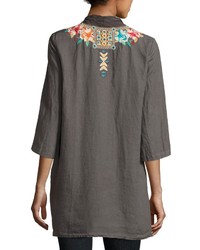 Johnny Was Sita Linen Embroidered Jacket Plus Size