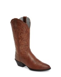 Brown Embroidered Leather Cowboy Boots