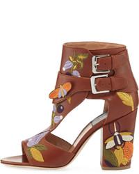 Laurence Dacade Rush Embroidered Leather Sandal Brown