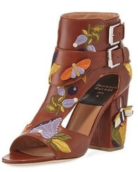 Laurence Dacade Rush Embroidered Leather Sandal Brown