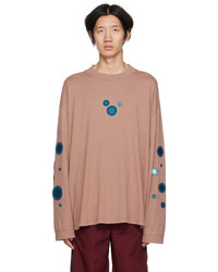 Brown Embroidered Long Sleeve T-Shirt