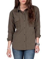 Brown Embroidered Shirt