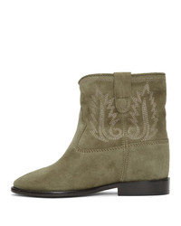 Isabel Marant Taupe Embroidered Crisi Boots