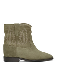 Isabel Marant Taupe Embroidered Crisi Boots