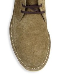 Gucci New Moreau Embroidered Suede Chukka Boots