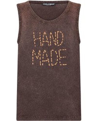 Brown Embroidered Tank