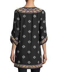 Tolani Malti 34 Sleeve Embroidered Tunic Plus Size