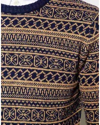 Asos Brand Lambswool Rich Sweater In 2 Color Fairisle