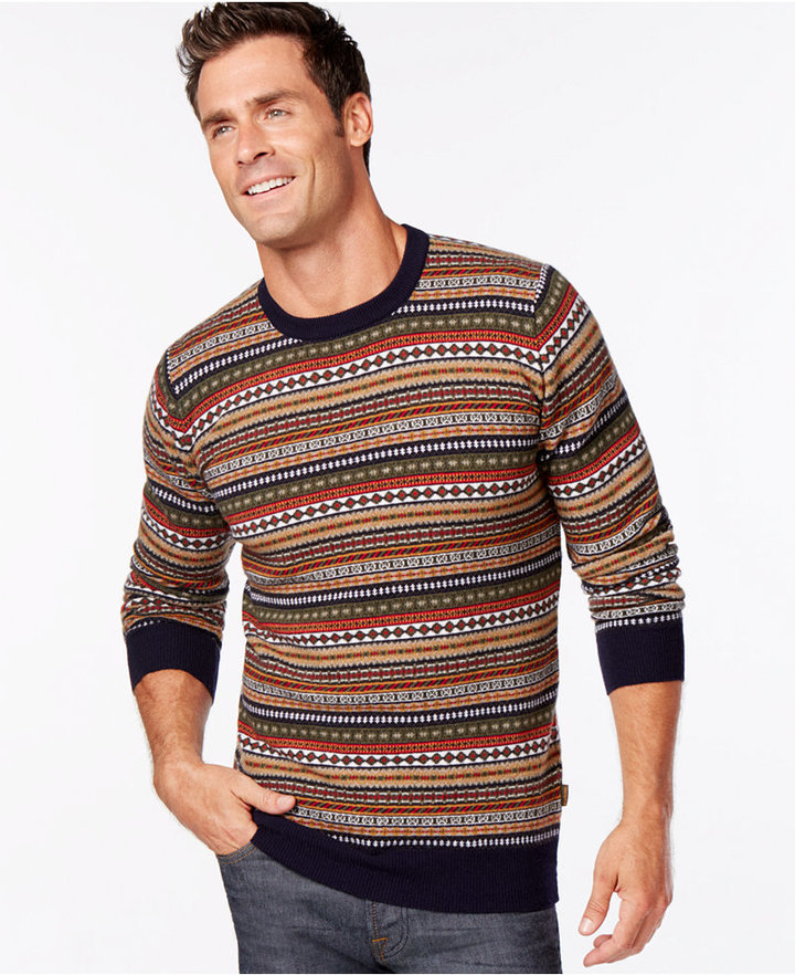 Barbour Easton Fair Isle Crew Neck Sweater, $179 | Macy's | Lookastic