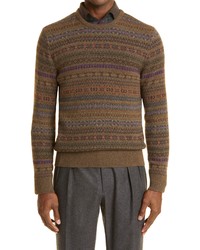 Ralph Lauren Purple Label Fair Isle Jacquard Cashmere Wool Sweater