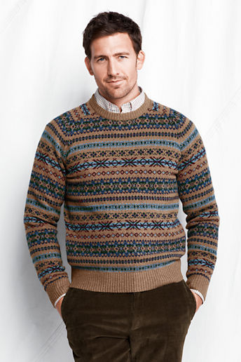 Lands' End Lambswool Fair Isle Crewneck Sweater | Where to buy & how to ...